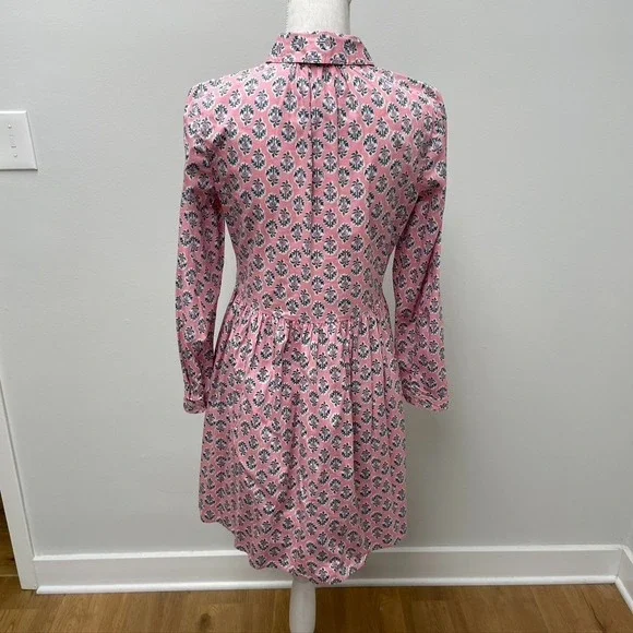 J Crew Printed Collared Mini Shirt Dress Womens 2 Coquette Teacher Girly Easter - Picture 9 of 14